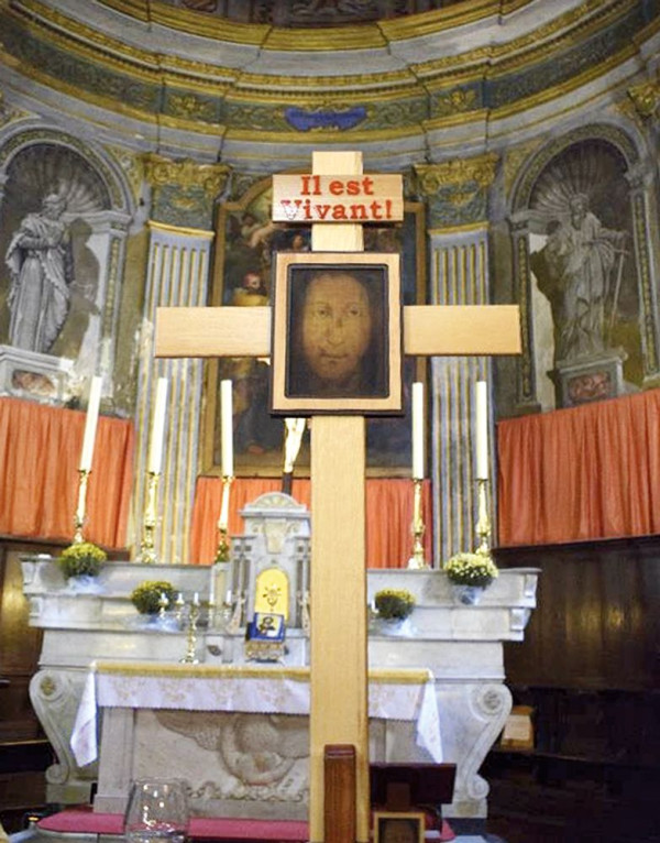 Krzyż Wielkanocny «Manoppello» (procesyjny) - Jezus Żyje!, Il est Vivant!