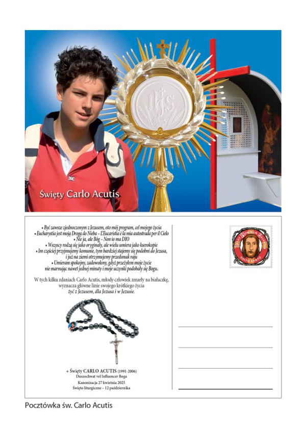 SANCTUS CARLO ACUTIS - DUSZOCHWAT -  Pocztówka św. Carlo Acutis